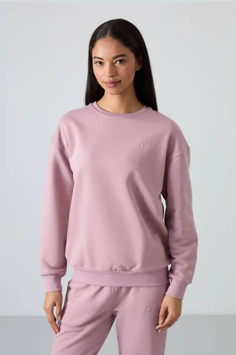 Tommy Life Tommy Life  Parlament O Yaka Oversize Lastik Paça Kadın Eşofman Takım - 95287