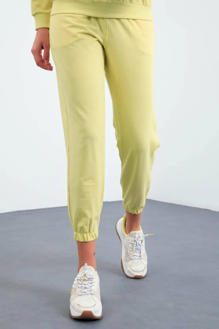 Çağla Basic Pamuklu O Yaka Oversize Lastik Paça Kadın Eşofman Takım - 95287