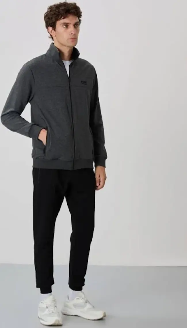 Air Jones Anton Antrasit Melanj - Siyah Jogger Eşofman Takım - 85178
