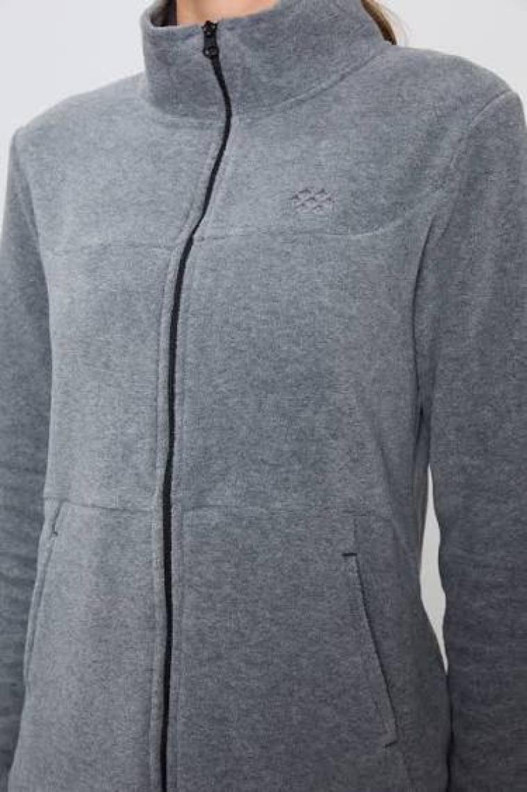 Tommy Life Siyah Kalın Yumuşak Dokulu Dik Yaka Oversize Nakışlı Polar Kadın Eşofman Takım -95339