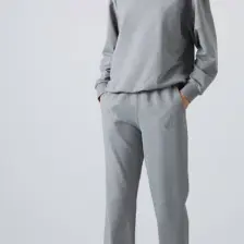 Tommy Life Gri Melanj O Yaka Oversize Lastik Paça Kadın Eşofman Takım - 95287