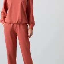Tarçın Basic Pamuklu O Yaka Oversize Lastik Paça Kadın Eşofman Takım - 95287