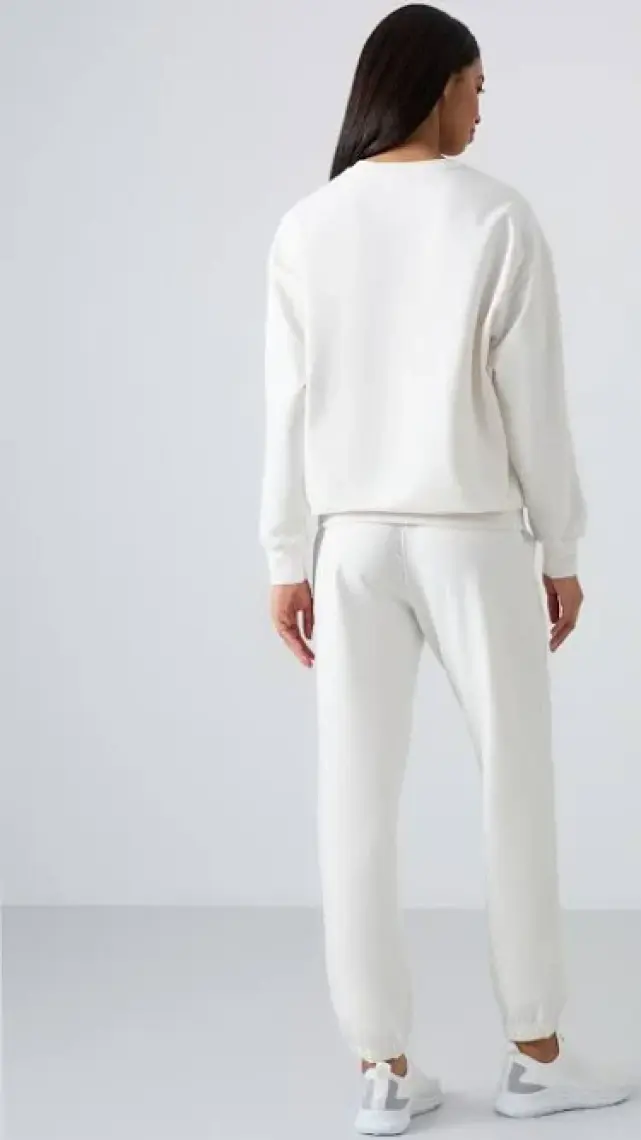 Tarçın Basic Pamuklu O Yaka Oversize Lastik Paça Kadın Eşofman Takım - 95287