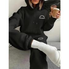 Trendseninle Kadın Siyah I Am Perfect Baskılı Oversize Alt Üst Eşofman Takımı