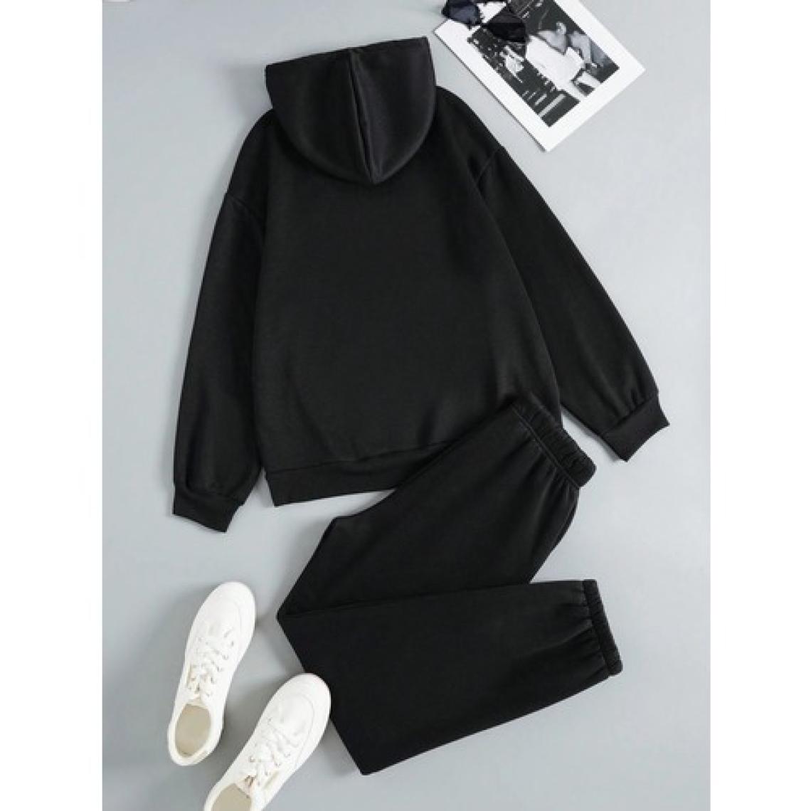 Trendseninle Kadın Siyah I Am Perfect Baskılı Oversize Alt Üst Eşofman Takımı