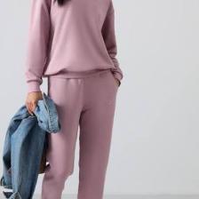 Tommy Life Gül Kurusu O Yaka Oversize Lastik Paça Kadın Eşofman Takım - 95287