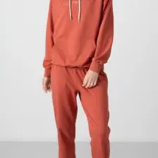 Tommy Life Tarçın Kapüşonlu Kanguru Cep Oversize Lastik Paça Kadın Eşofman Takımı - 95288