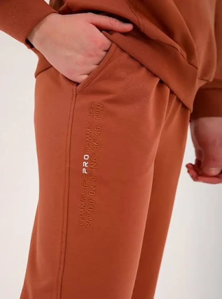 Tommy Life Tarçın Kapüşonlu Kanguru Cep Oversize Lastik Paça Kadın Eşofman Takımı - 95288