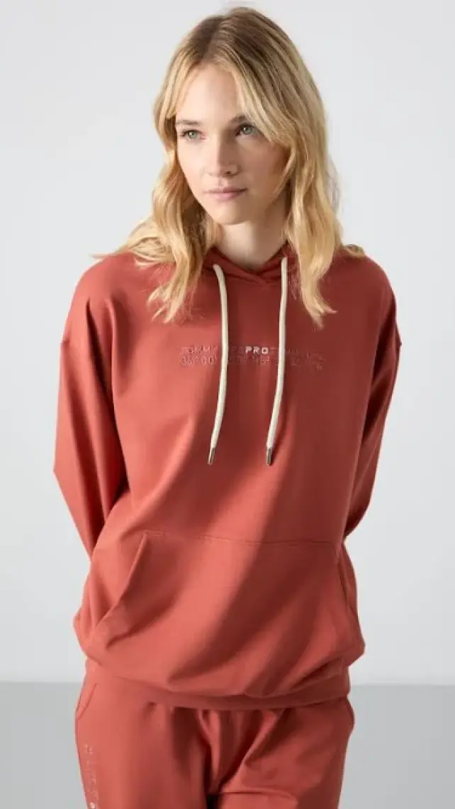 Tommy Life Tarçın Kapüşonlu Kanguru Cep Oversize Lastik Paça Kadın Eşofman Takımı - 95288