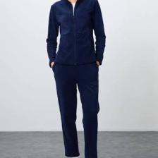 Tommy Life Lacivert Kalın Yumuşak Dokulu Dik Yaka Oversize Nakışlı Polar Kadın Eşofman Takım -95339