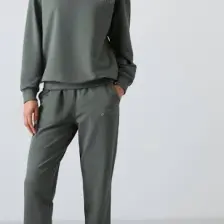 Tommy Life Çağla O Yaka Oversize Lastik Paça Kadın Eşofman Takım - 95287