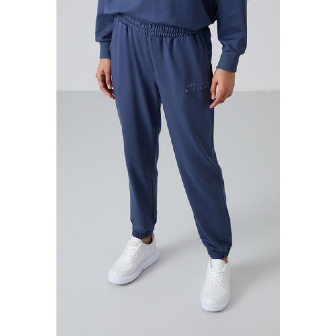 Tommy Life Petrol O Yaka Oversize Lastik Paça Kadın Eşofman Takım - 95287