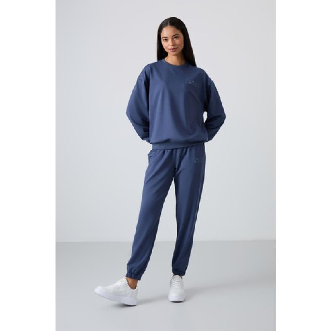 Tommy Life Petrol O Yaka Oversize Lastik Paça Kadın Eşofman Takım - 95287