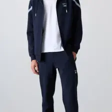 Tommy Life İndigo Pamuklu Kalın Yumuşak Dokulu Comfort Fit Baskılı Erkek Eşofman Takım - 85236