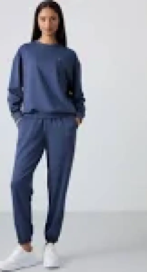 Tommy Life Petrol O Yaka Oversize Lastik Paça Kadın Eşofman Takım - 95287