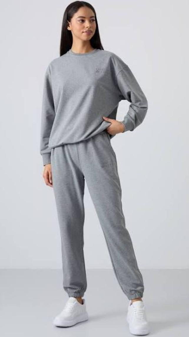 Tommy Life Petrol O Yaka Oversize Lastik Paça Kadın Eşofman Takım - 95287
