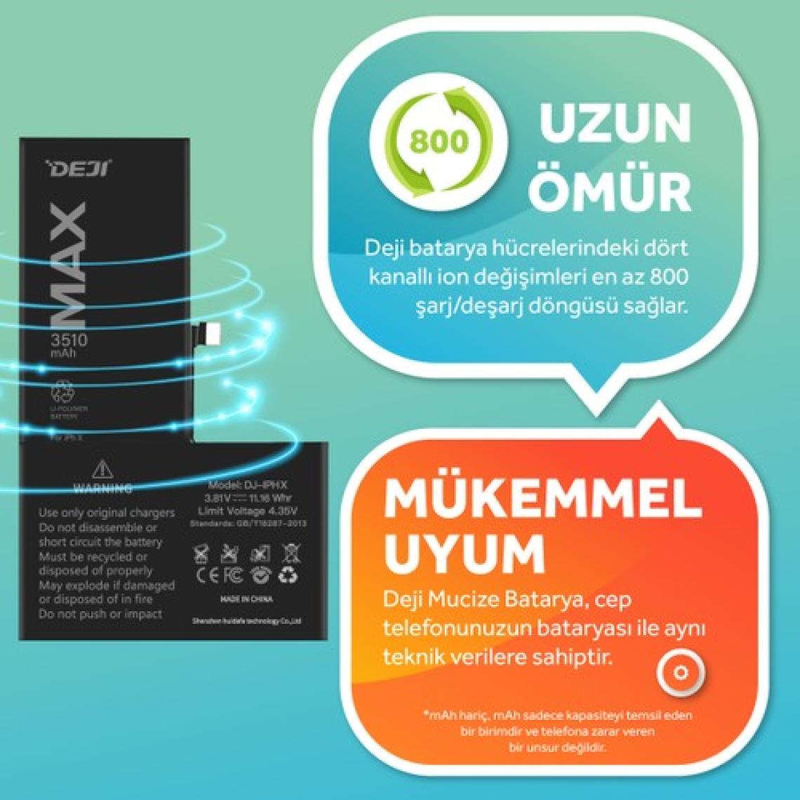 Deji Iphone X Batarya 3510 Mah Mucize Batarya