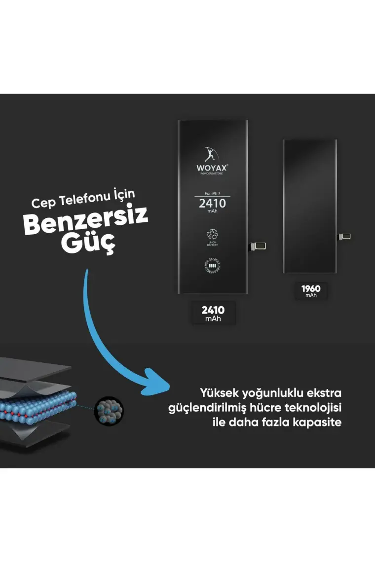 Woyax iPhone 7 Uyumlu Premium Batarya 2410 mAh
