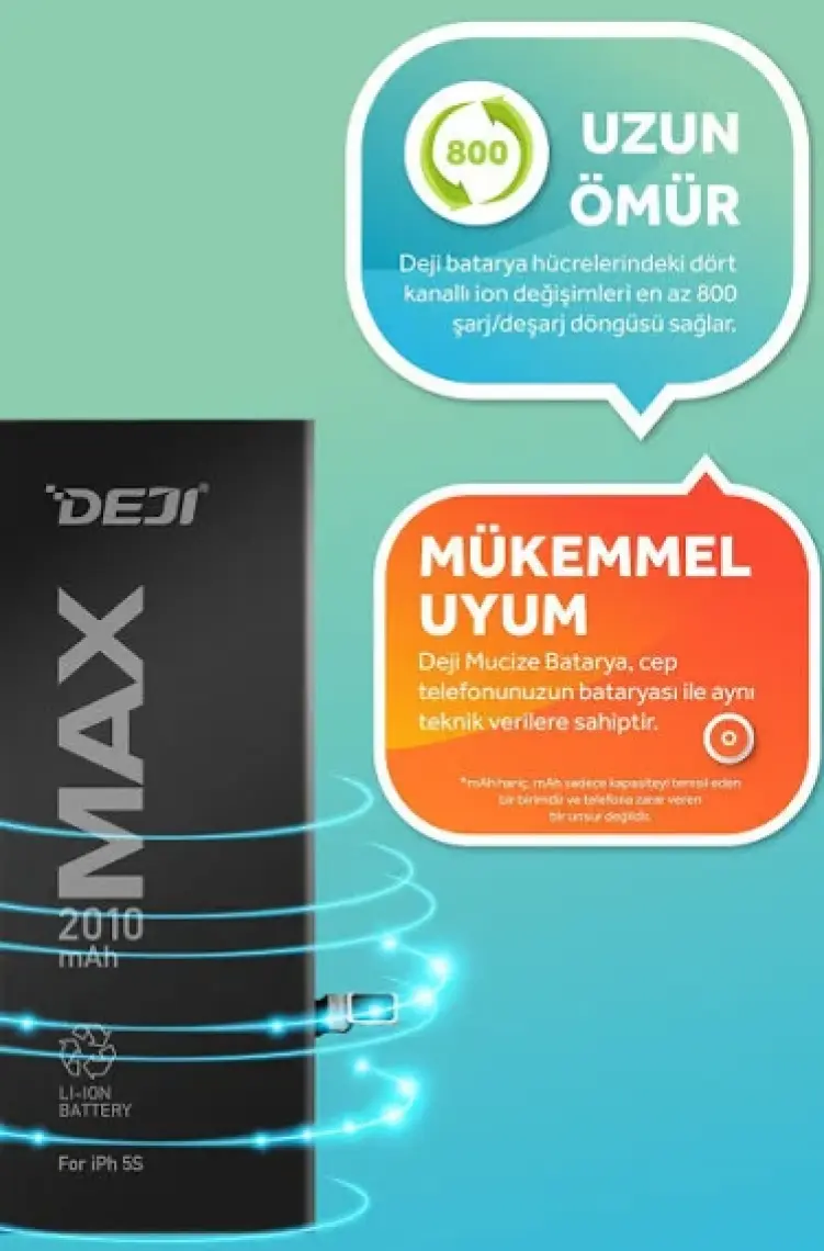 Deji iPhone 5S/ iPhone 5C Batarya 2010 mAh Mucize Batarya Deji