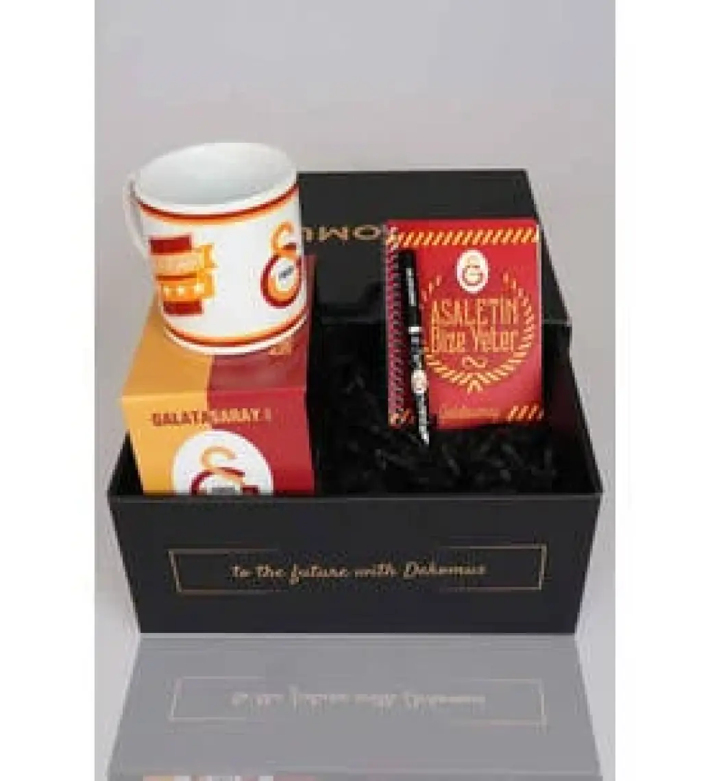 DEKOMUS GIFT BOX ÖZEL KUTULU LİSANSLI GALATASARAY KUPA,AJANDA ve HYBRIT TÜKENMEZ KALEM SETİ