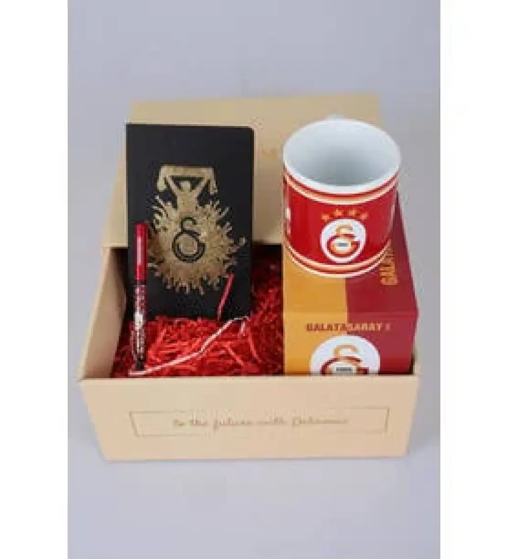 DEKOMUS GIFT BOX ÖZEL KUTULU LİSANSLI GALATASARAY KUPA,AJANDA ve HYBRIT TÜKENMEZ KALEM SETİ