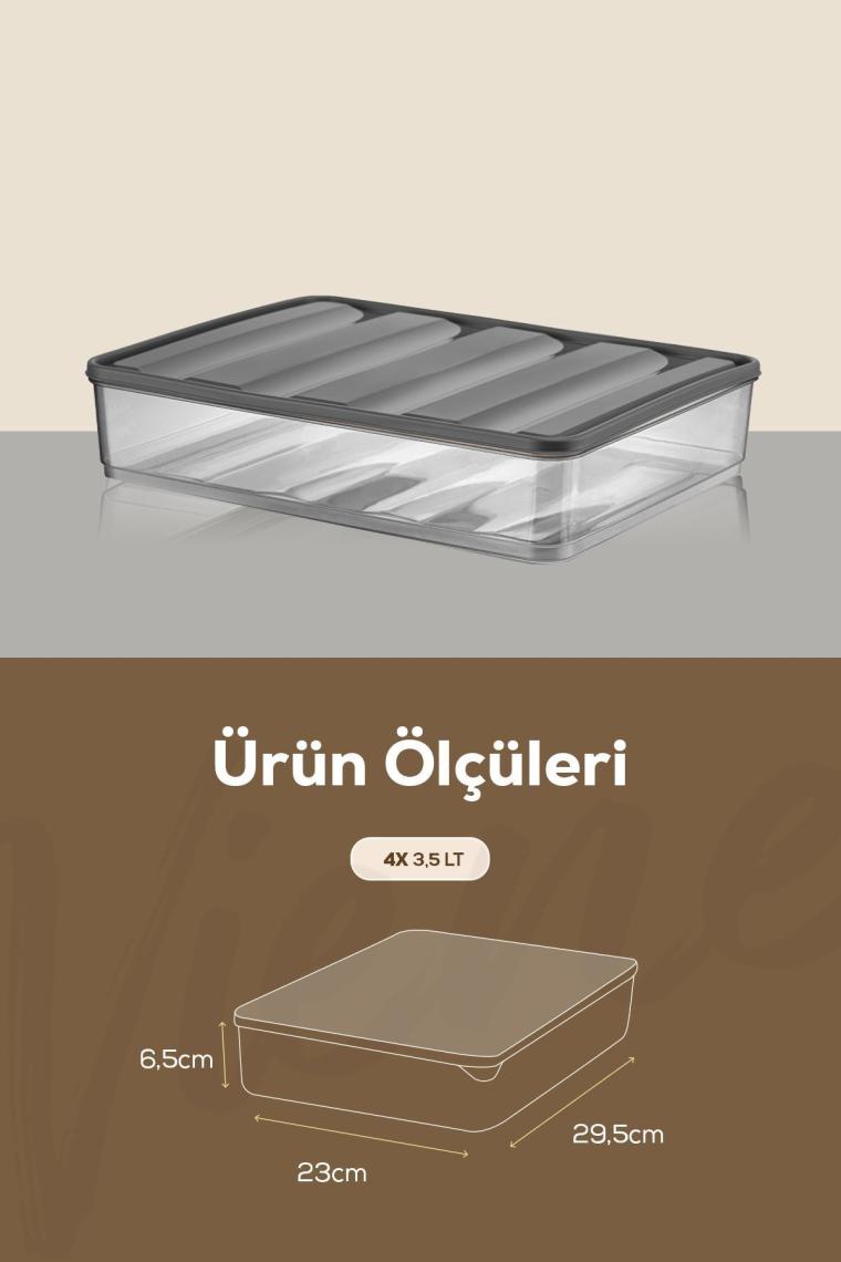 4lü Bella Buzdolabı Düzenleyici Saklama Kabı Büyük Boy