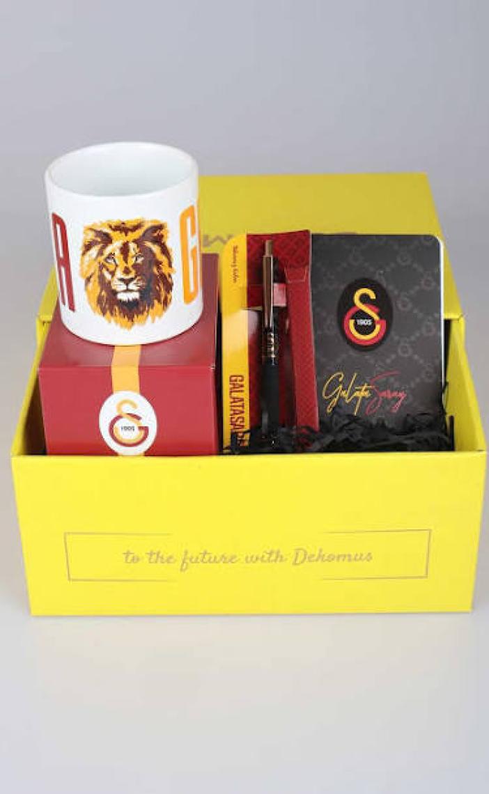 DEKOMUS GIFT BOX ÖZEL KUTULU LİSANSLI GALATASARAY KUPA,AJANDA ve HYBRIT TÜKENMEZ KALEM SETİ