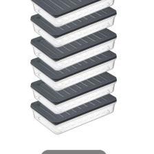 6'lı Buzdolabı Organizer Mikrodalga Ve Difrize Uygun Saklama Kabı Antrasit 6 X 1200 ml