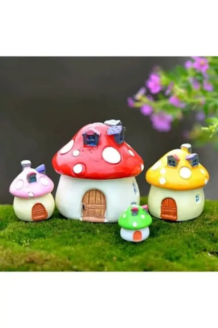 Morlalem 4 Adet Mini Mantar Ev Seti, 4 Farklı Boy Silikon Kalıp K-1009
