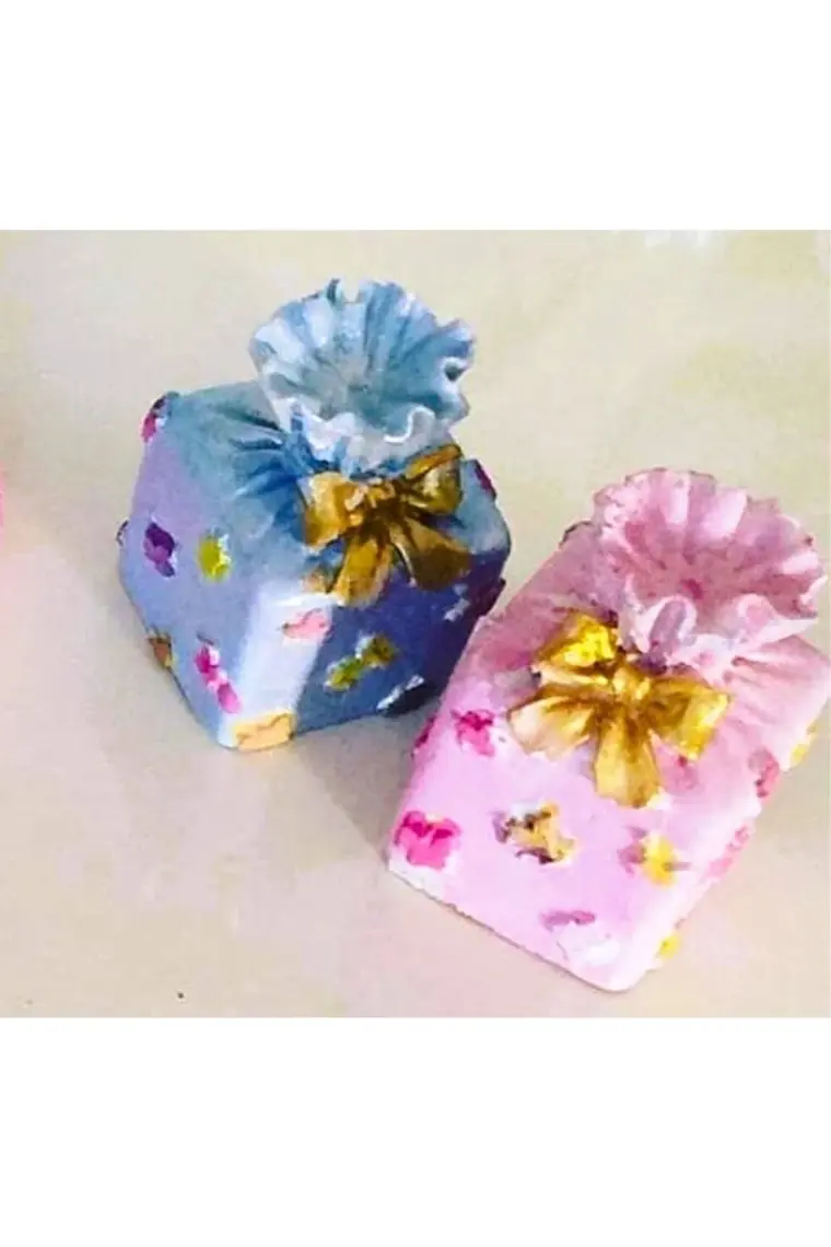 Morlalem 4,5cm Hediye Paketi Silikon Kalıp K-439 Sabun Mum Kokulu Taş Alçıya Uygun