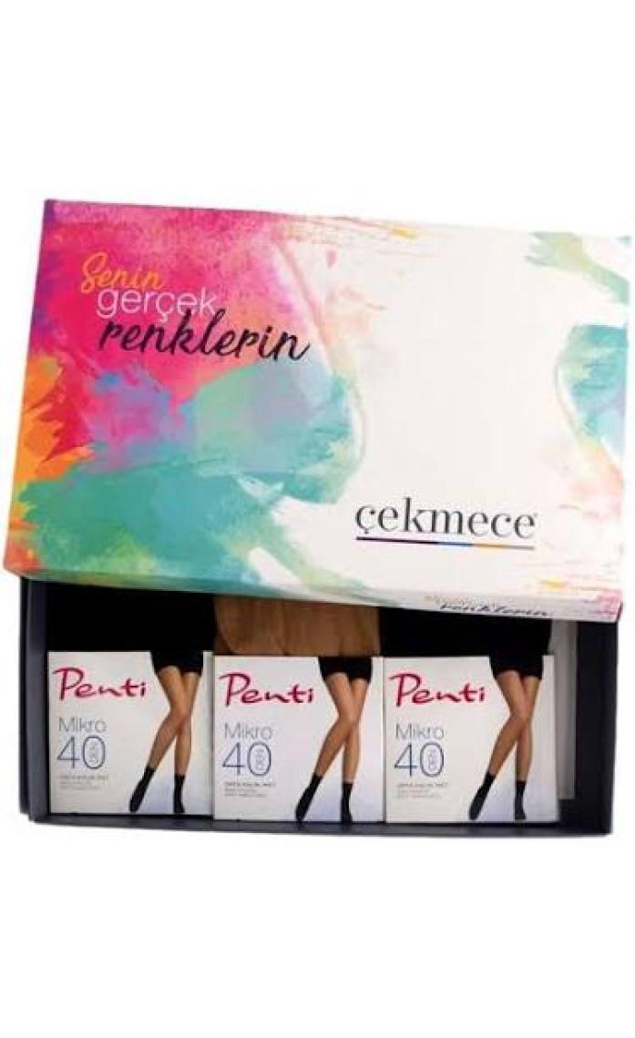 Çekmece Pentı Mıkro 40 Den 3'lu Soket Corap