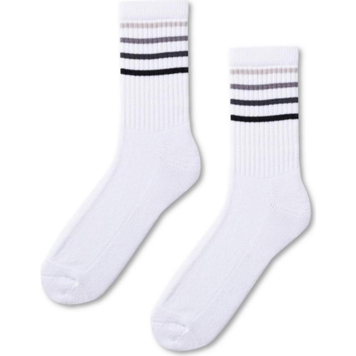 Katia & Bony  Renkli Çizgili Havlu Tabban Unisex Çorap Beyaz/grey