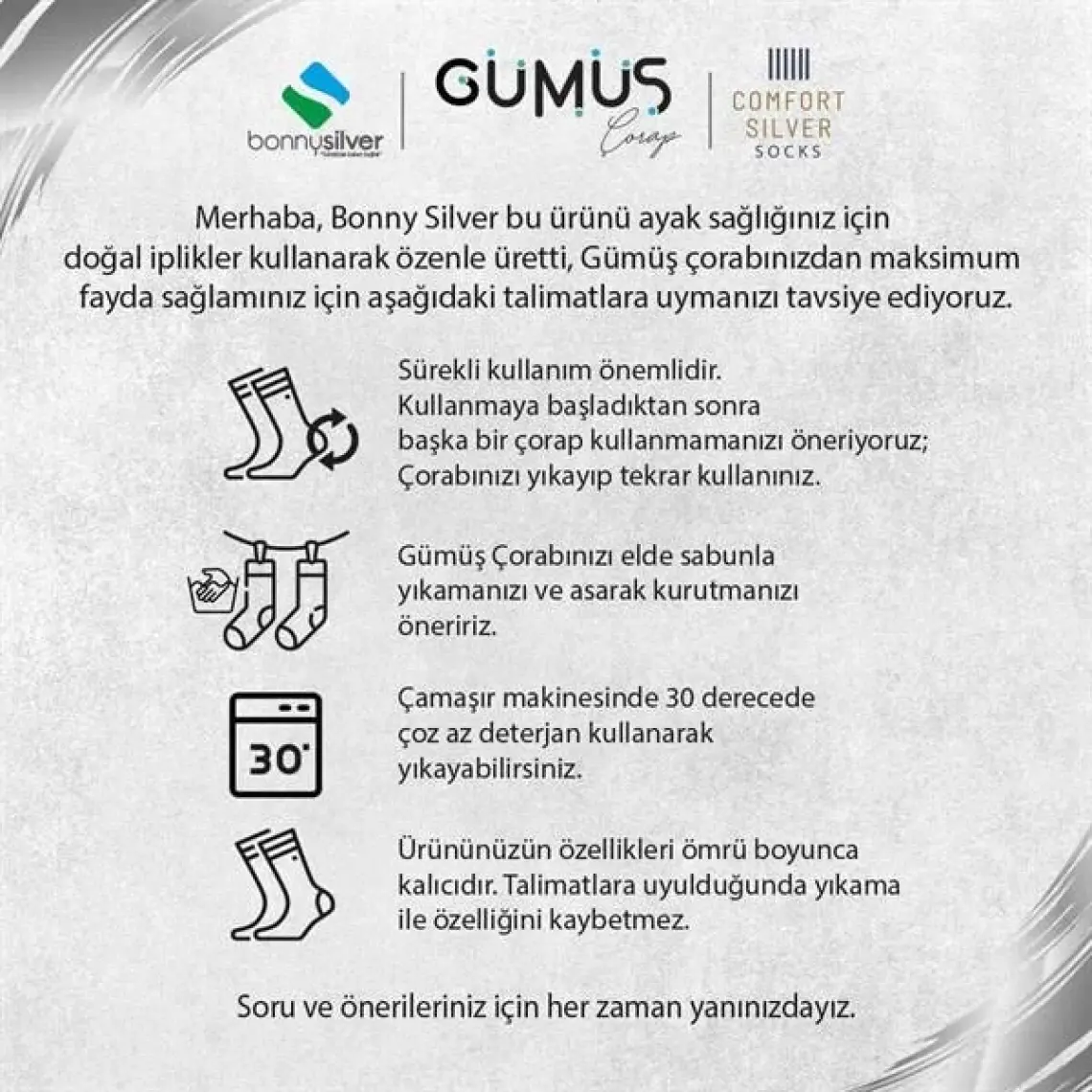 Bonny Silver Koku Yapmayan Soket Kadın Füme Gümüş Çorap