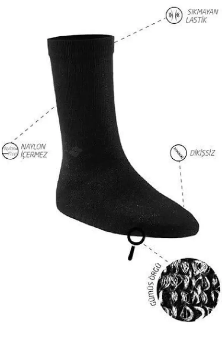 Bonny Silver  Soket Kadın Lacivert Gümüş Çorap 3'lü Paket