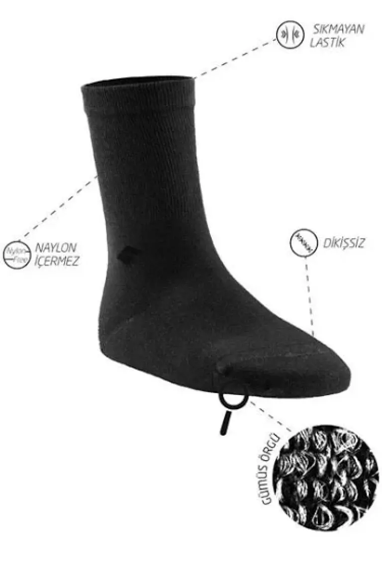 Bonny Silver Koku Yapmayan Soket Kadın Siyah Gümüş Çorap