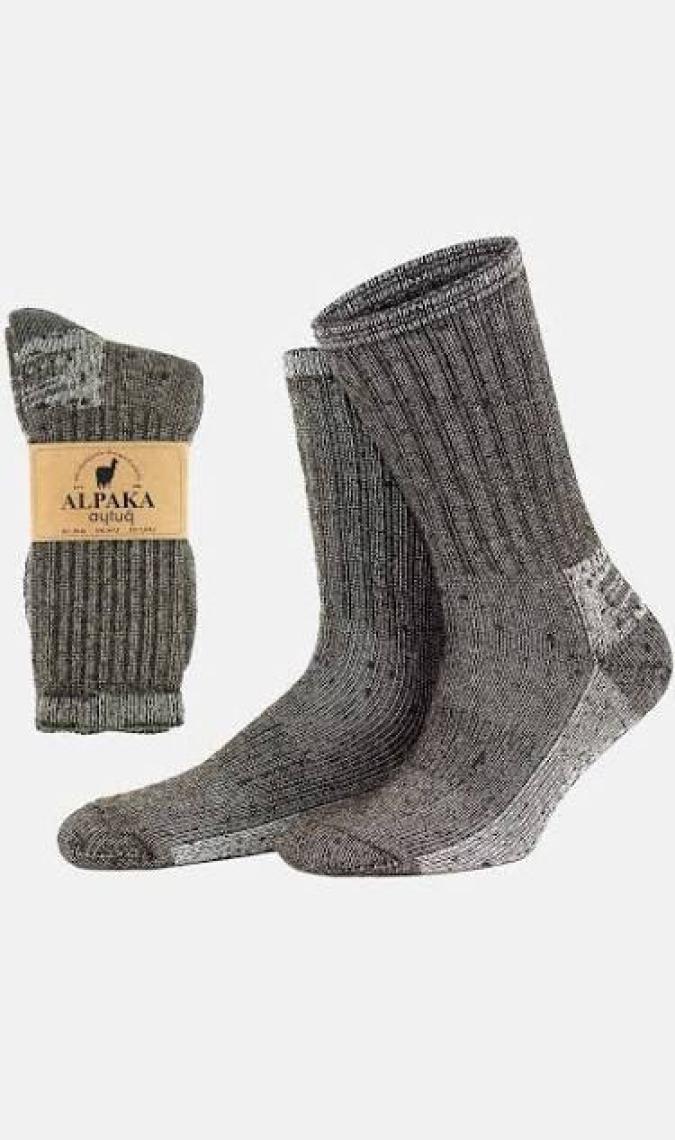 Aytuğ Unisex Alpaka Yünü Havlu Kışlık Kahve/ekru Soket Çorap - A-6006