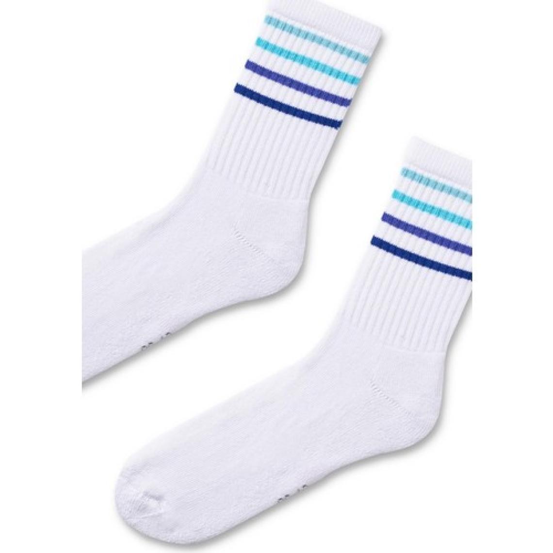 Katia & Bony  Renkli Çizgili Havlu Tabban Unisex Çorap Beyaz/mavi