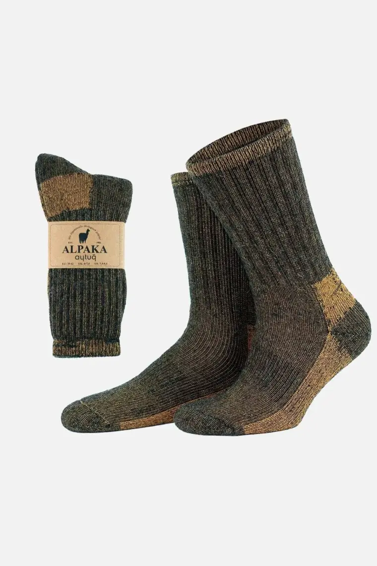 Aytuğ Unisex Alpaka Yünü Havlu Kışlık Antrasit/turuncu Soket Çorap - A-6006