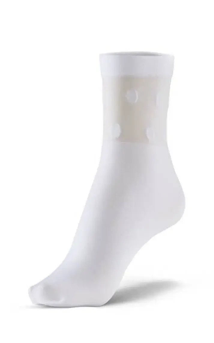 Bonny Silver Koku Yapmayan Polka Soket Kadın Beyaz Gümüş Çorap