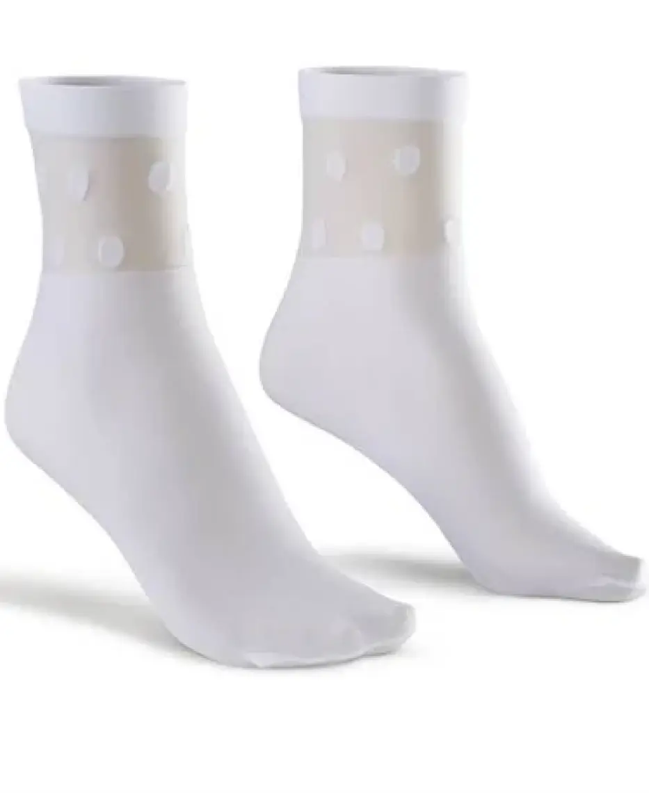 Bonny Silver Koku Yapmayan Polka Soket Kadın Beyaz Gümüş Çorap