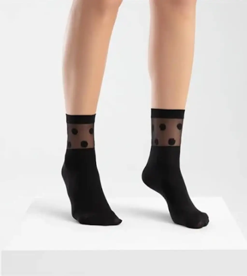 Bonny Silver Koku Yapmayan Polka Soket Kadın Beyaz Gümüş Çorap