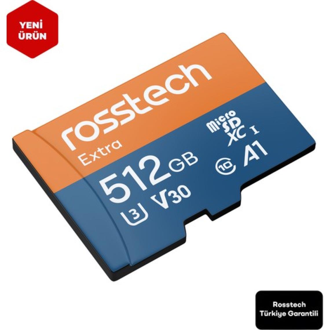 Rosstech Extra 512GB Micro Sdxc V30 Uhs-3 C10 100MB/SN + Adaptörlü Hafıza Kartı