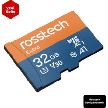 Rosstech Extra 32GB Micro Sdhc V30 Uhs-3 C10 100MB/SN + Adaptörlü Hafıza Kartı