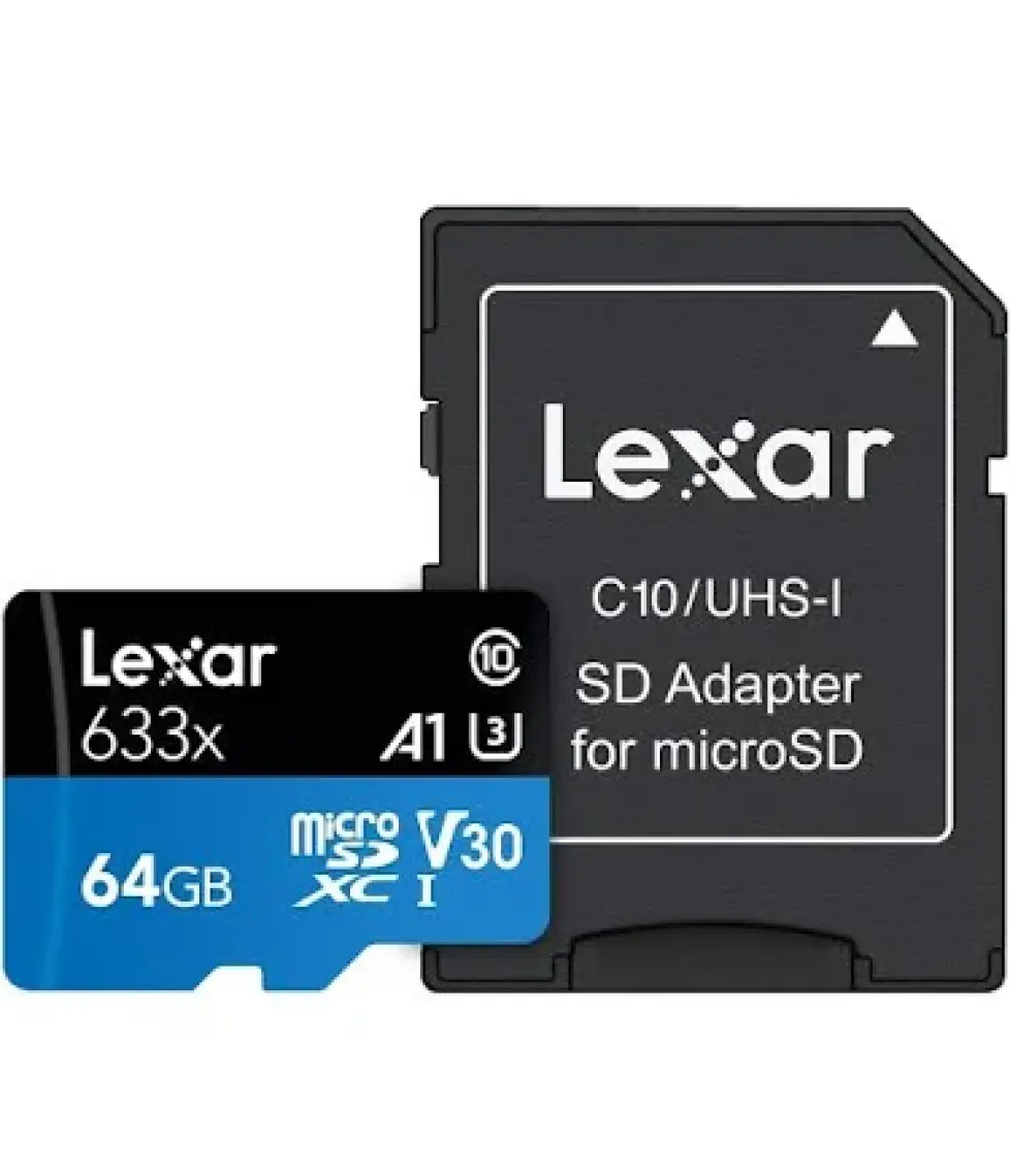 Lexar 633X 64GB 100MB-45MB/s microSDXC UHS-1 Class 10 A1 V30 U3 Hafıza Kartı + Adaptör (LSDMI64GBB633A)