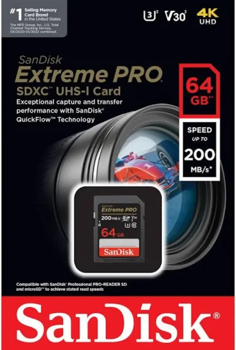 Sandisk Extreme Pro 64GB 200MB/S Sdxc Hafıza Kartı
