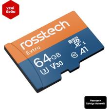 Rosstech Extra 64GB Micro Sdxc V30 Uhs-3 C10 100MB/SN + Adaptörlü Hafıza Kartı