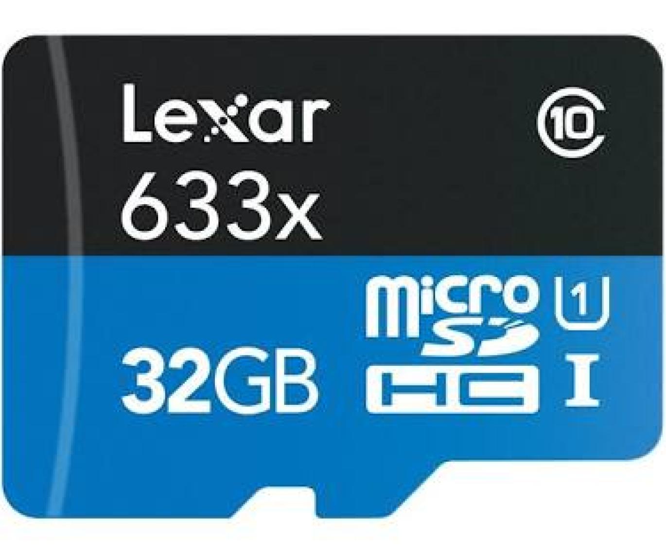 Lexar 633X 32GB 100MB-20MB/s microSDHC UHS-1 Class 10 A1 V10 U1 Hafıza Kartı + Adaptör (LSDMI32GBB633A)