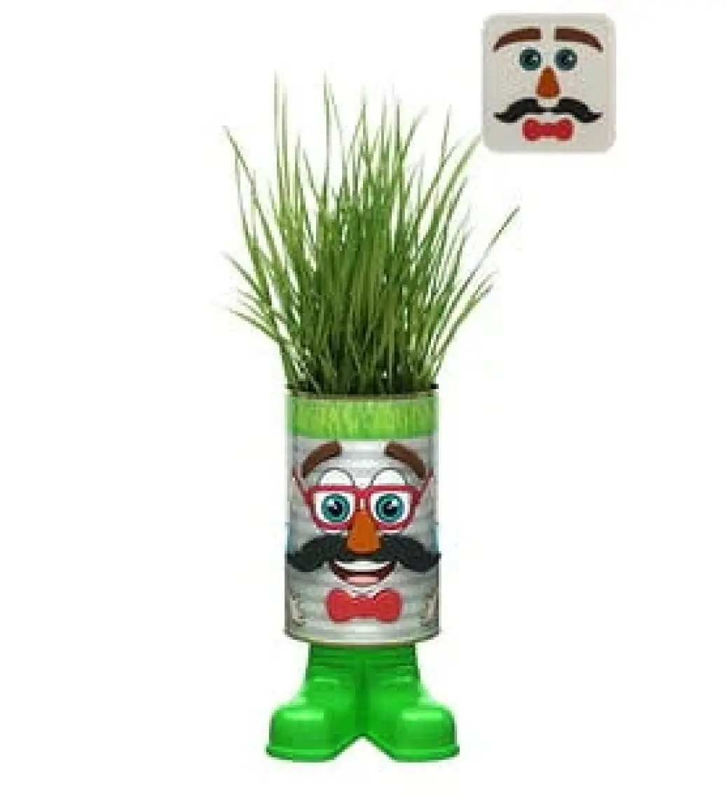 Konserve Bahçem Çim Adam - 4 Eğlence Bir Arada - 20 cm Büyük Boy Konserve Adam Faaliyet Seti (Kumbara Özellikli)