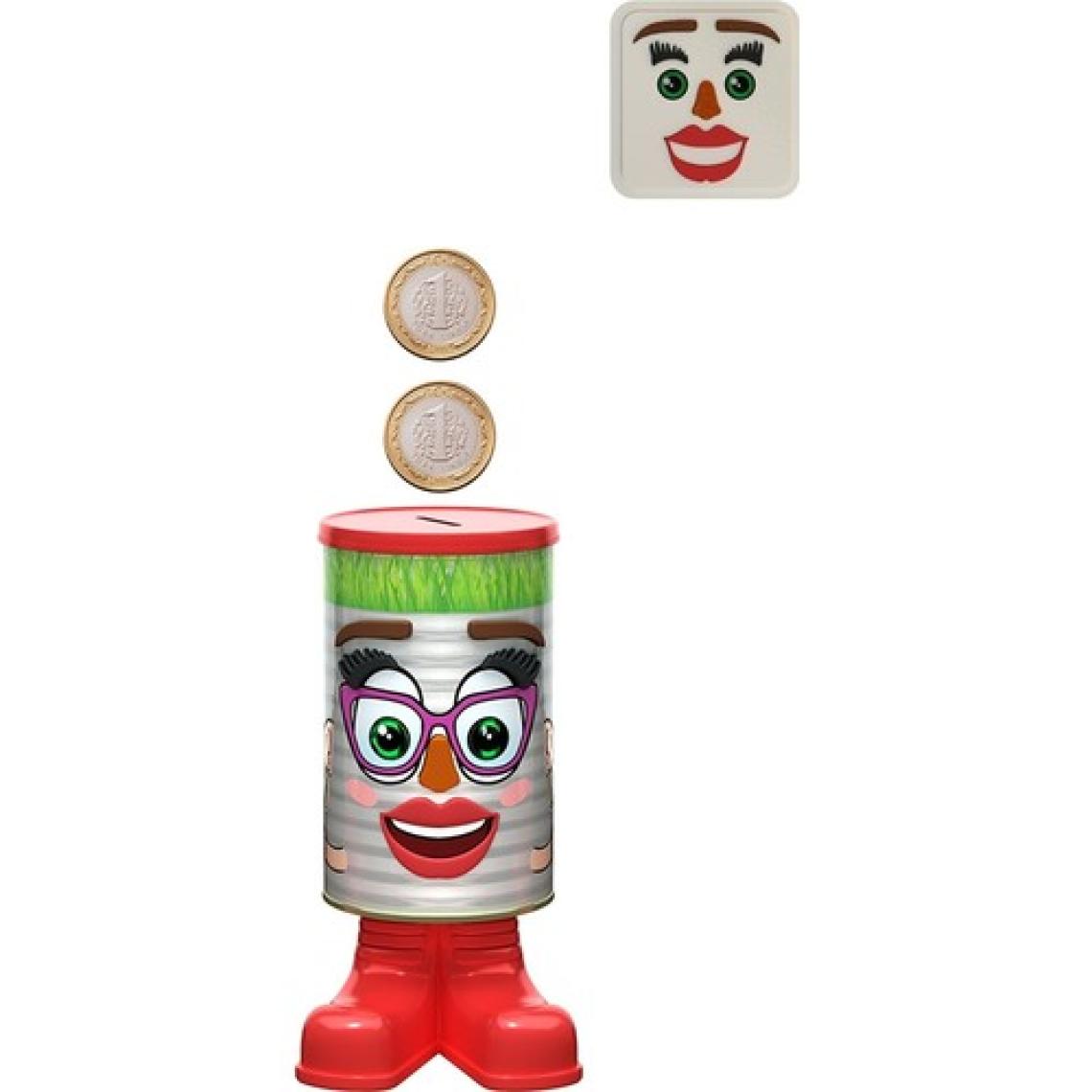 Konserve Bahçem Çim Adam - 4 Eğlence Bir Arada - 20 cm Büyük Boy Konserve Kadın Faaliyet Seti (Kumbara Özellikli)