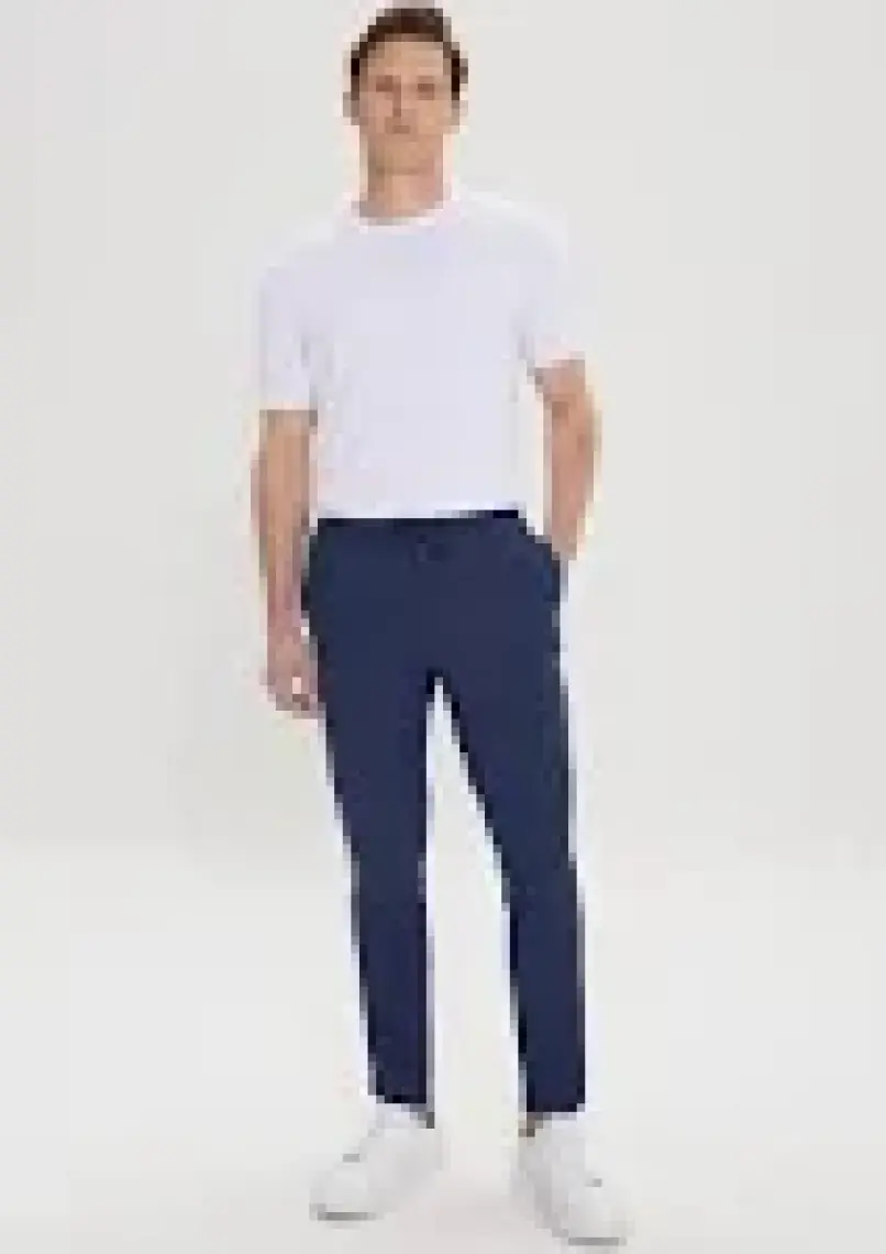 Altınyıldız Classics Erkek Lacivert Slim Fit Rahat Kesim Beli Bağlamalı Yan Cepli Jogger Pantolon